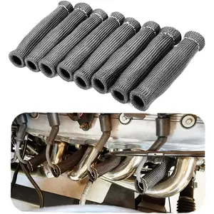 Spark Plug Wire Boots Thermal Protection Insulator Sleeve, 1200 Degree Heat shield Cover Wrap 6 inch for Car Truck 8PCS(black)