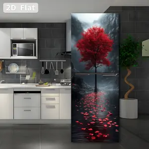 Self-Adhesive Refrigerator Stickers, Removable PVC Kitchen Decor, Tree of Life Theme, DIY Home Decoration, 30x180cm, Set of 2, Decorative Wall Sticker, Waterproof Wall Sticker