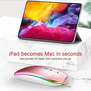 RGB Lights Rechargeable Ergonomic Wireless Mouse with Bluetooth, 2.4GHz Tech, 10m Range, Wrist Relief for PC, Laptop, iPad