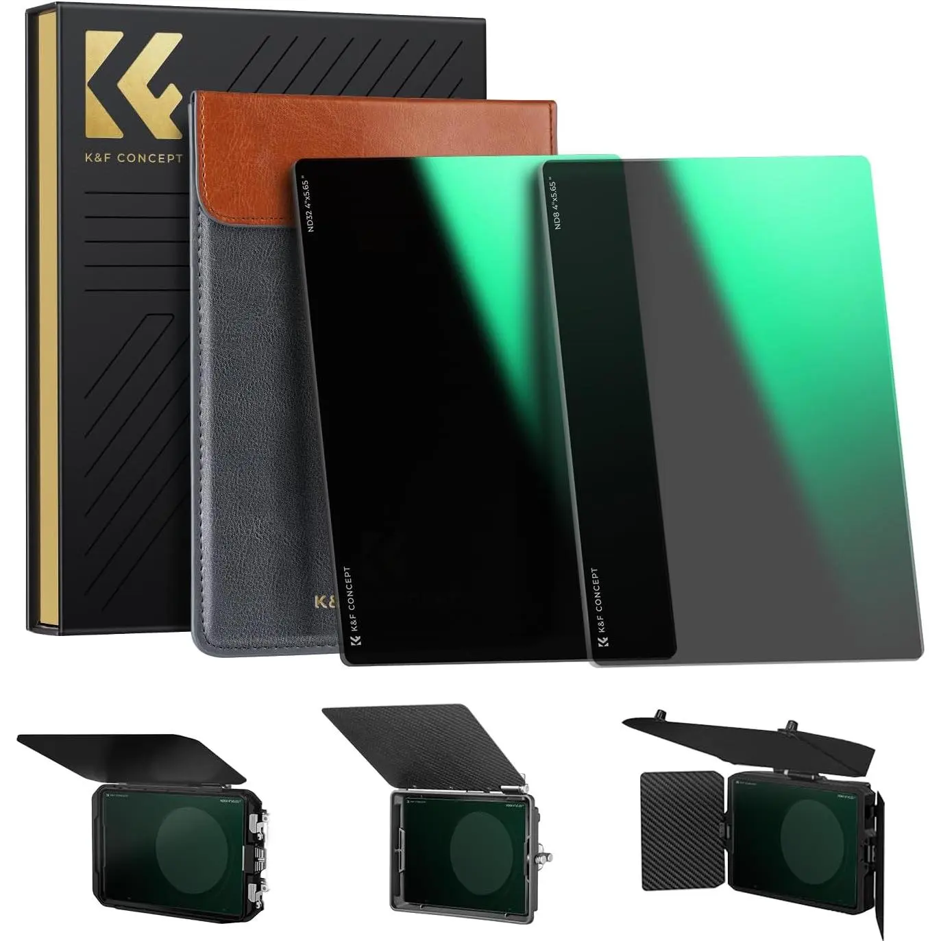 K&F CONCEPT 4''x5.65'' Square Cinema Filter Kit, 28-Multi Coated ND0.9 (3 Stops, ND8), ND1.8 (6 Stops, ND64) Camera Accessory Compatible with Neewer, Tilta, SmallRig Matte Boxes