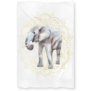 360 stand Twin XL Microfiber Duvet Cover - Beige, Elephant Mandala Print Wisdom Motif Spiritual Art Design, Soft Texture Bedding Linen for Twin Extra Long Beds, Comfortable Duvet Covers, Graphic Duvet Covers