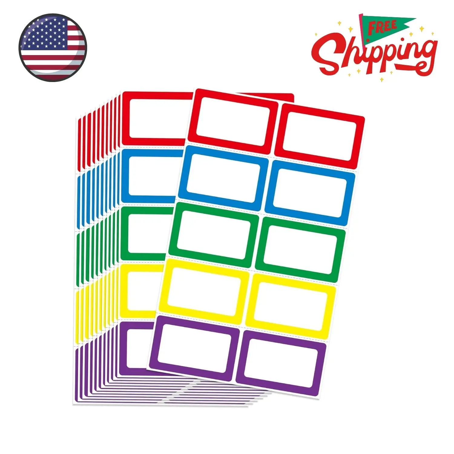 200 Stickers - 3.5" x 2.25" Colors Plain Name Tags Stickers