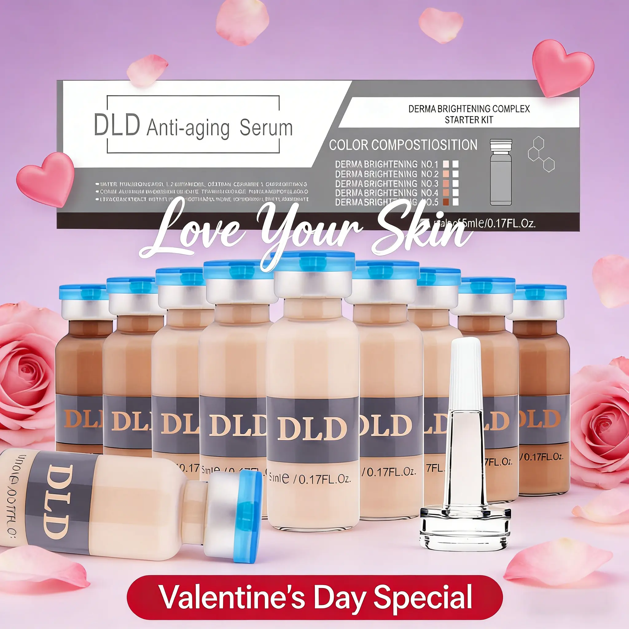 Mother's Day gift for her | DLD BB facial radiance set-nicotinamide and peptide serum set, anti-aging skin care, ideal for maintenance, 10 vials x 5ml concealer. summerwins