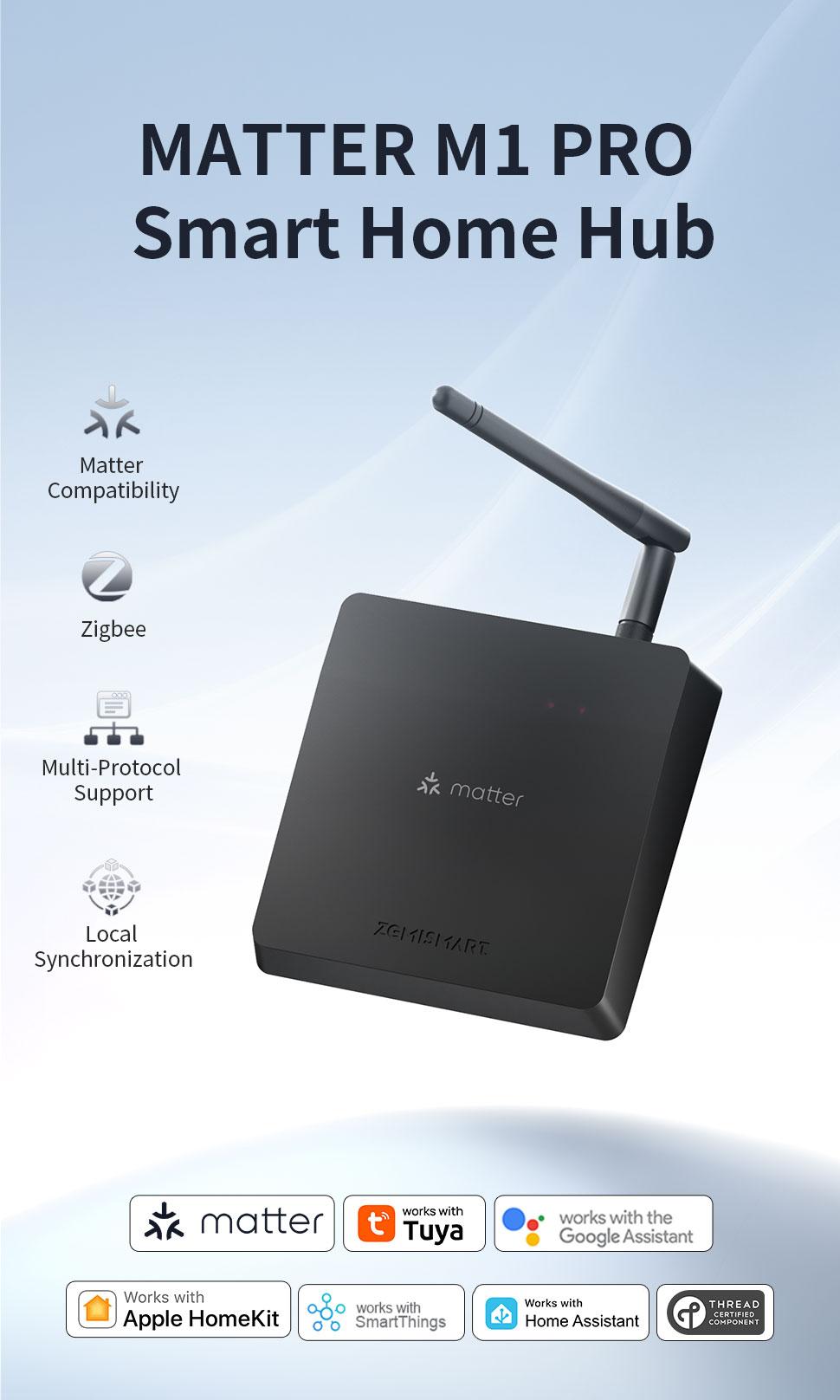 Zemismart Matter Wireless Hub Built in IR Thread Zigbee Tuya Bridge Integrates with Home Google SmartThings Home Tuya Control M1 Pro