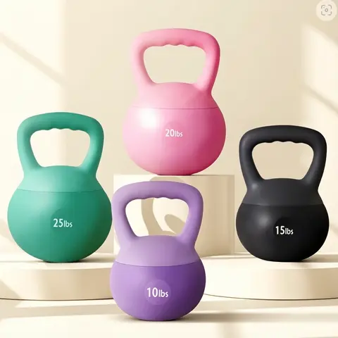 10-30 lbs Soft Kettlebell - It features a cushioning and impact-resistant base, a non-slip grip, and weights suitable for home workouts, enabling safe strength training. Home Gym Equipment