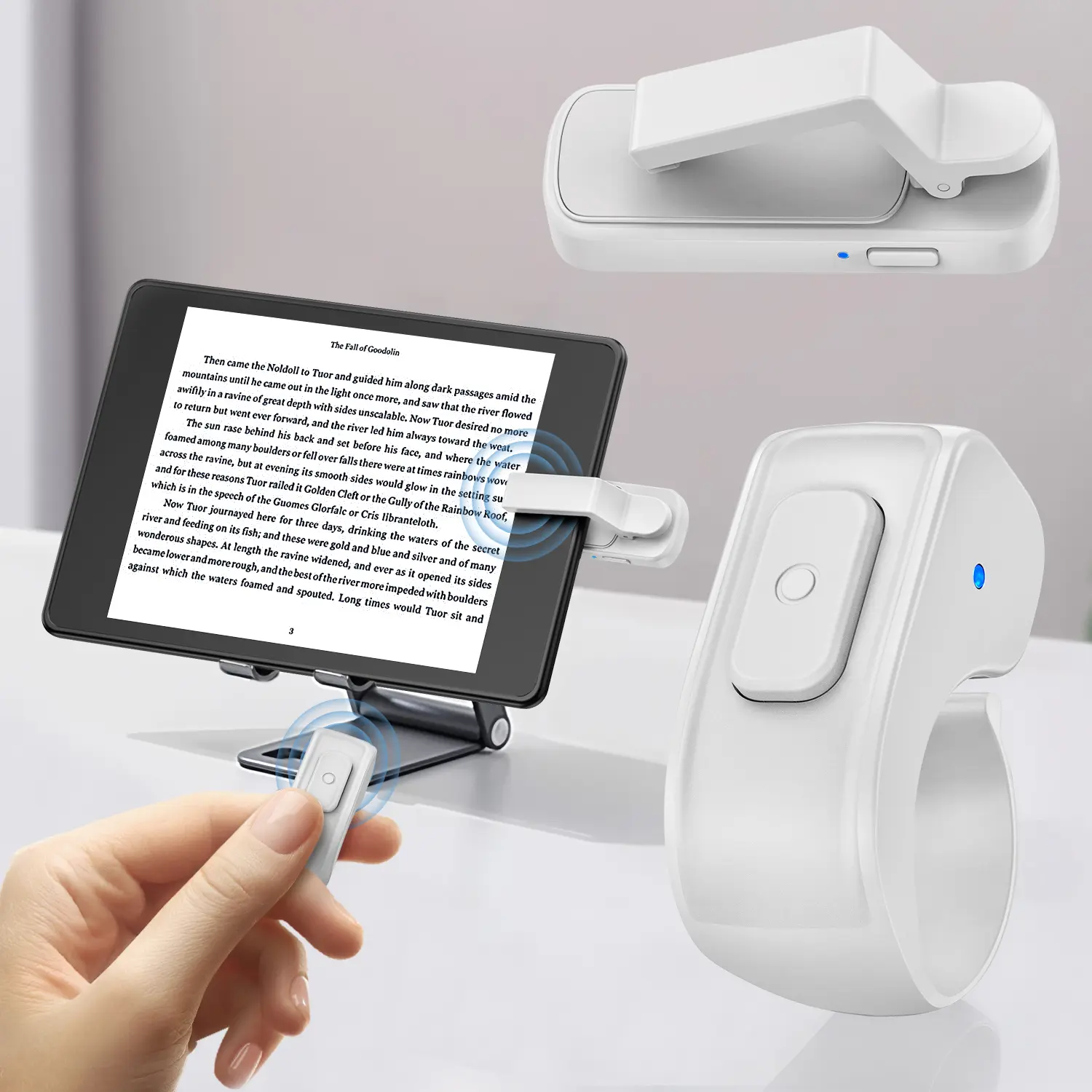 [SummerWins] Ring Remote Page Turner for Kindle eReaders with Storage Bag, Wireless Camera Camcorder Shutter Clicker for iPad iPhone Tablets, Perfect Gift for Kindlelovers tiktokshopbacktoschool