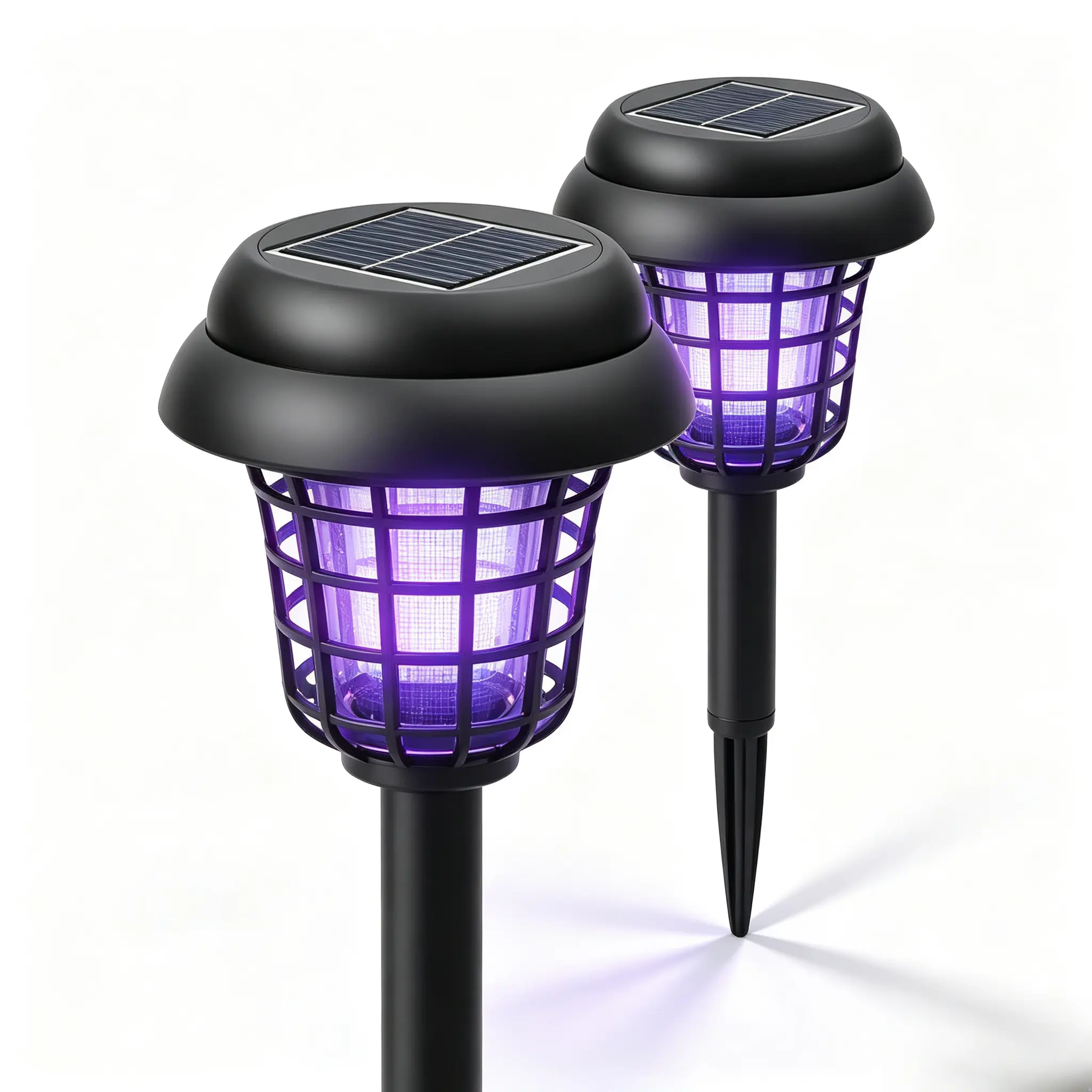 2 Pack Solar Bug Zapper, Vintage ABS Plastic 2-in-1 Mosquito Killer & Solar Garden Light, IPX4 Rated Ground Plug for Patios & Gardens, Solar Garden Lights, Outdoor Yards