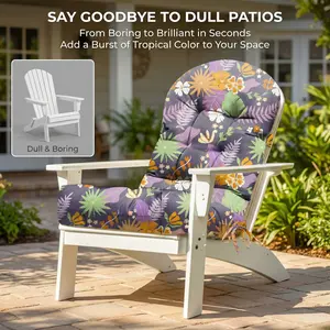 Outdoor Chaise Lounge Chair Cushion Waterproof 66 x 21 x 4 Inches Cotton Zero Gravity Chair Cushions with Ties, Soft Thickened Lounge Chair Cushions for Indoor Outdoor Furniture (Purple Flower Leaf)