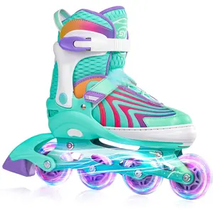 Girls Inline Skates for Boys  Ages 4-12, Adjustable Light Up Roller Skates for Youth Teens Ages 8-12, Beginner  for Women Adults