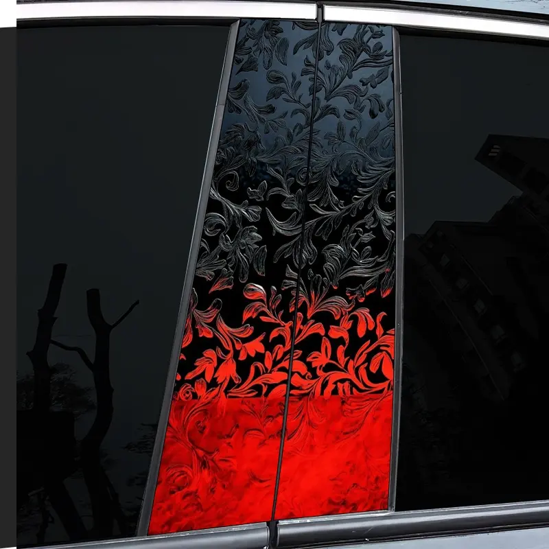 2-Piece, Red Decal, High Gloss, Waterproof and Scratch Resistant, PVC-Sticker, Self-Adhesive Suitable for -b-Rods, Doorposts, Ideal for Vehicles, Wall and Window Glass Decorations, Car Decorative Sticker