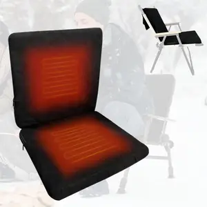 Heated Seat Cushion Foldable Memory Foam Heated Seat Pad with 3 Level Heating for Camping Fishing Office Chair Stadium Seats (Power Supply Not Included) (Artificial Suede)