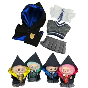 [Only Clothes]Inspired Wizard School Uniform 5-piece Outfit Set,Doll Clothes For 6.7‘’ Labu-bu,Gift For Movie Book Fans&Doll Collectors
