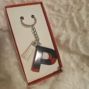 Key Chain Initial P (Black and Red)