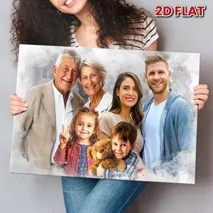 2D Flat, 2D Flat, 2D Flat Custom Memorial Canvas Gift, Combined Photos of Loved Ones, Ideal for Family Portraits. A Unique Gift for Family Members, Perfect for Home Decoration And Wall Art