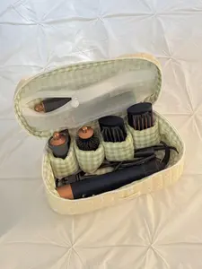 Buttercream Airwrap Vanity Case with Compartments for Dyson/Shark Products - Hair Tool Bag, Great for travel, gifting - Quilted Fiber Filled