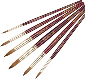 Falling in Art Paint Brushes, Watercolor Paint Brush Set with Sable Hair, Different Tips Size, Wooden Handle, Ideal Artist Brush for Watercolor Painting, 6Pcs (Round)