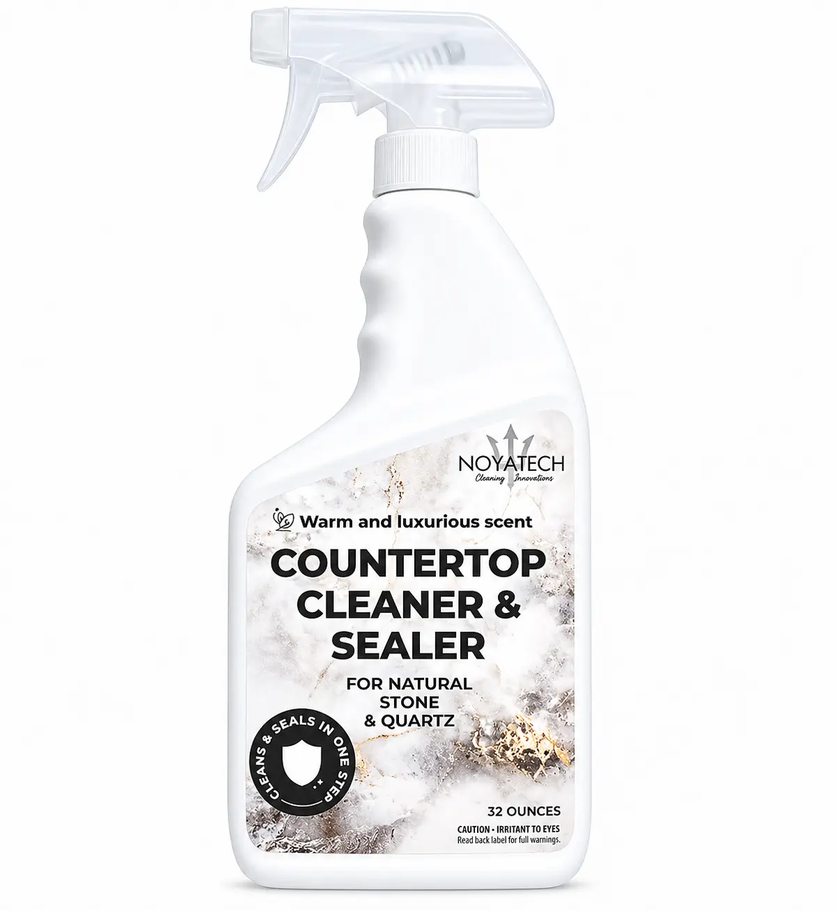 NOYATECH Countertop Cleaner & Sealer – 32 oz | Cleans & Protects Granite, Marble, Quartz & More | USDA Bio-Based, Streak-Free, Non-Toxic, Food-Safe | Germ-Free