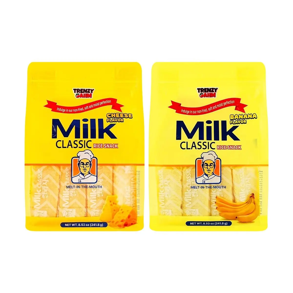 TRENZY GAHM Cheese & Banana Rice Crackers Rice Cakes Combo 241.8g x 2 Packs | Healthy Non-Fried Snack | Korean Trendy Treat