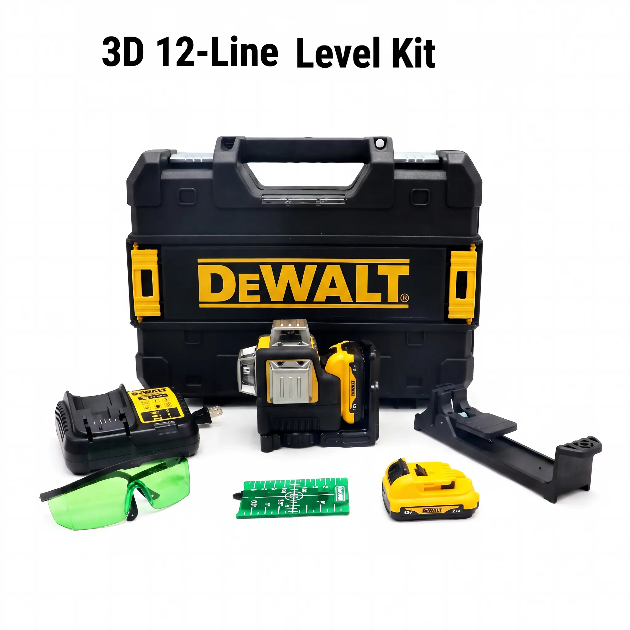 DEWALT 089LG Construction Tool Kit Set - 3D 12-Line Level, Max XR Brushless Cordless Lithium-Ion Impact Wrench, Ring Hog Anvil, Electronic Brake, Reliable Hardware Accessory for Renovation Projects power drilling