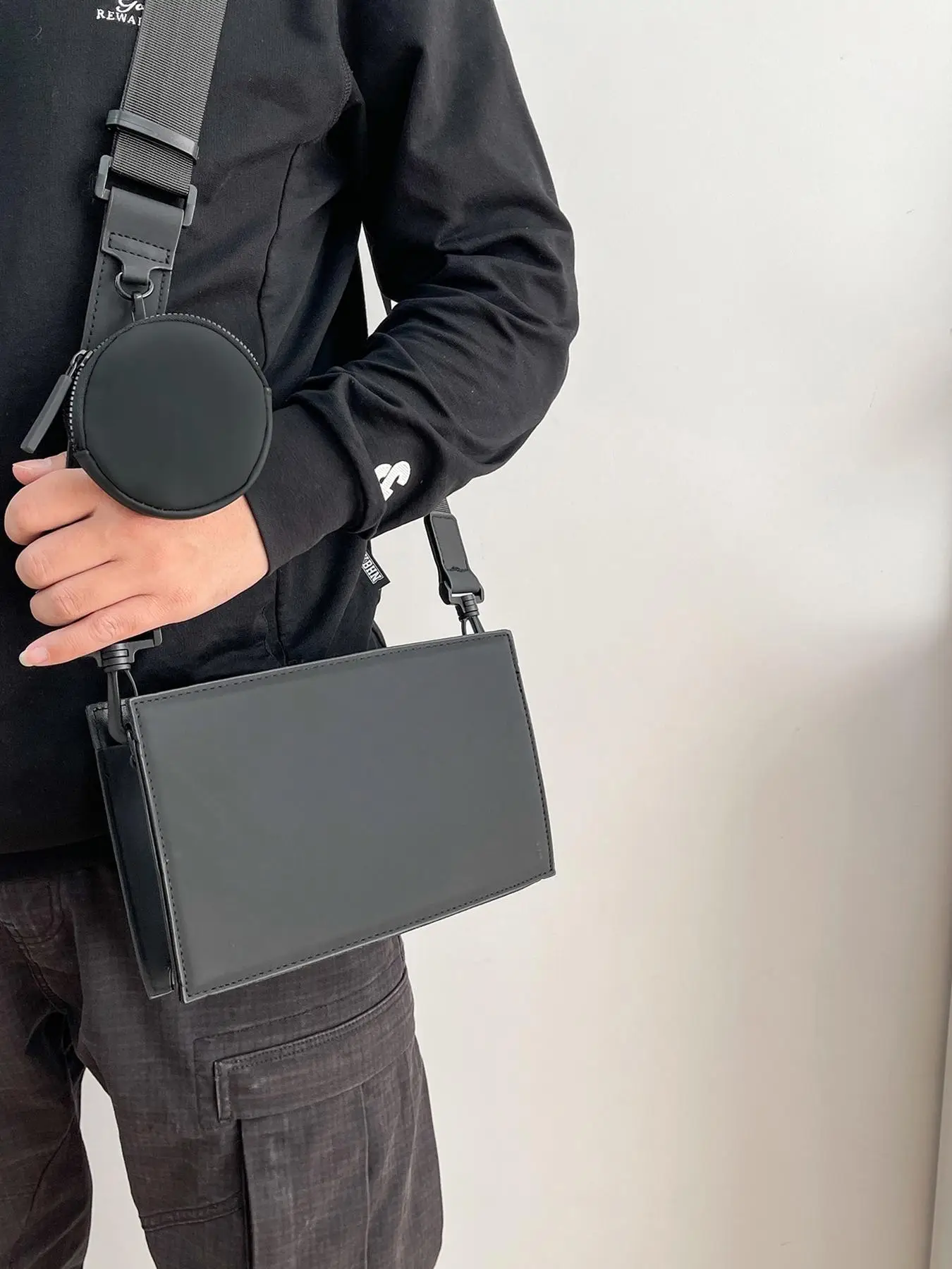 Men's Street Trend Minimalist Crossbody Bag with Coin Purse Wallet, Trendy PU Leather Square Crossbody Bag, Chic All-match Crossbody for Daily Use