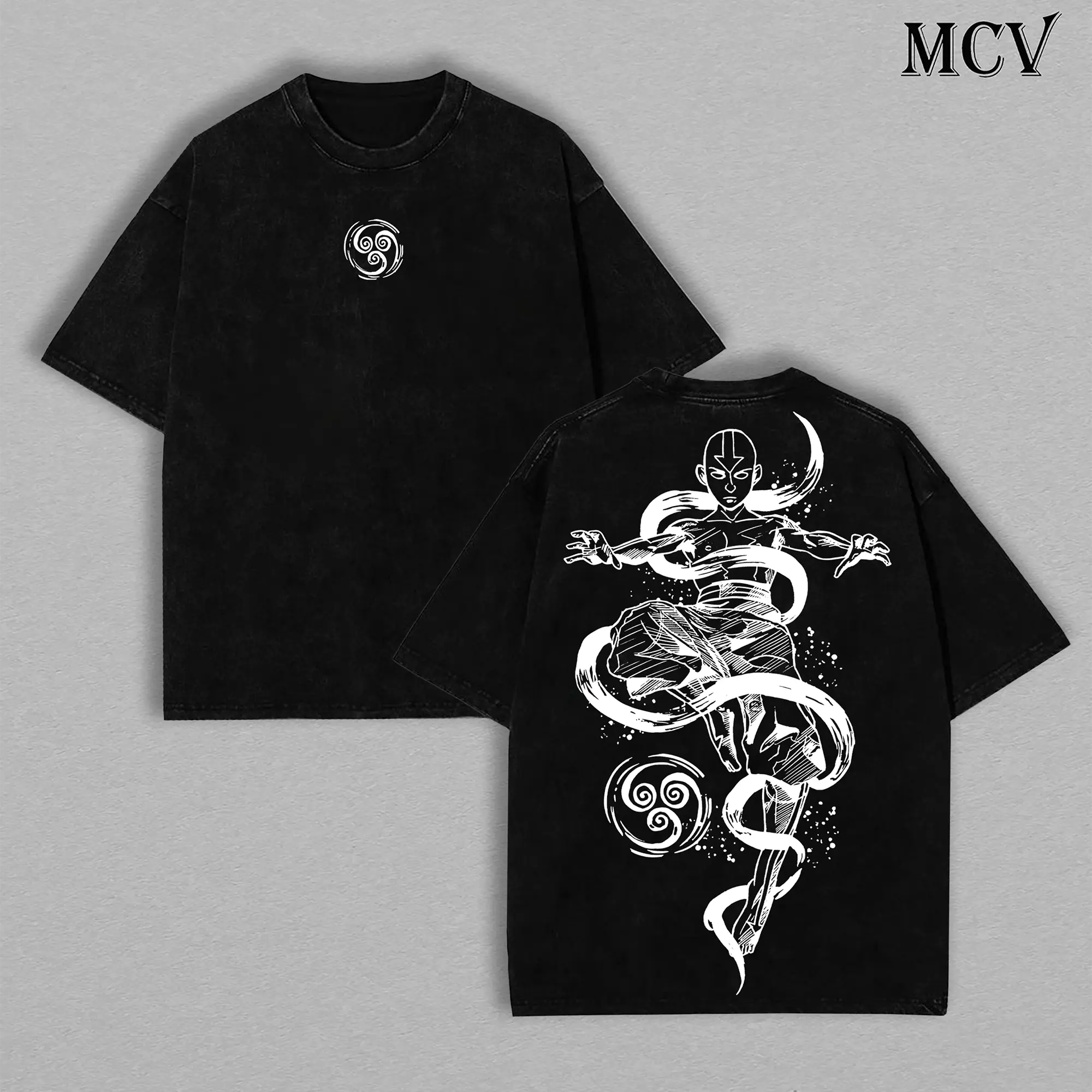 Vintage Limited Aang Shirt Ver 2 - The Last Air Nomad - The Avatar Anime Double Printed Washed Tee Unisex Oversize Anime Manga Acid Washed Lightweight Cotton T-Shirt, Gift For Anime Fan Lover
