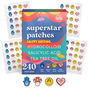LivaClean Superstar Patches Trippy Edition 240 Patches with Salicylic Acid & Tea Tree Oil, Hydrocolloid, Pore Sensitive, Paraben Free, All Skin Types