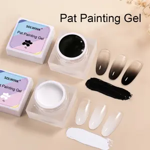 SOLWINK Pat Painting Gel Set - Black&White solid texture nail gel for Sponge and Stencil design