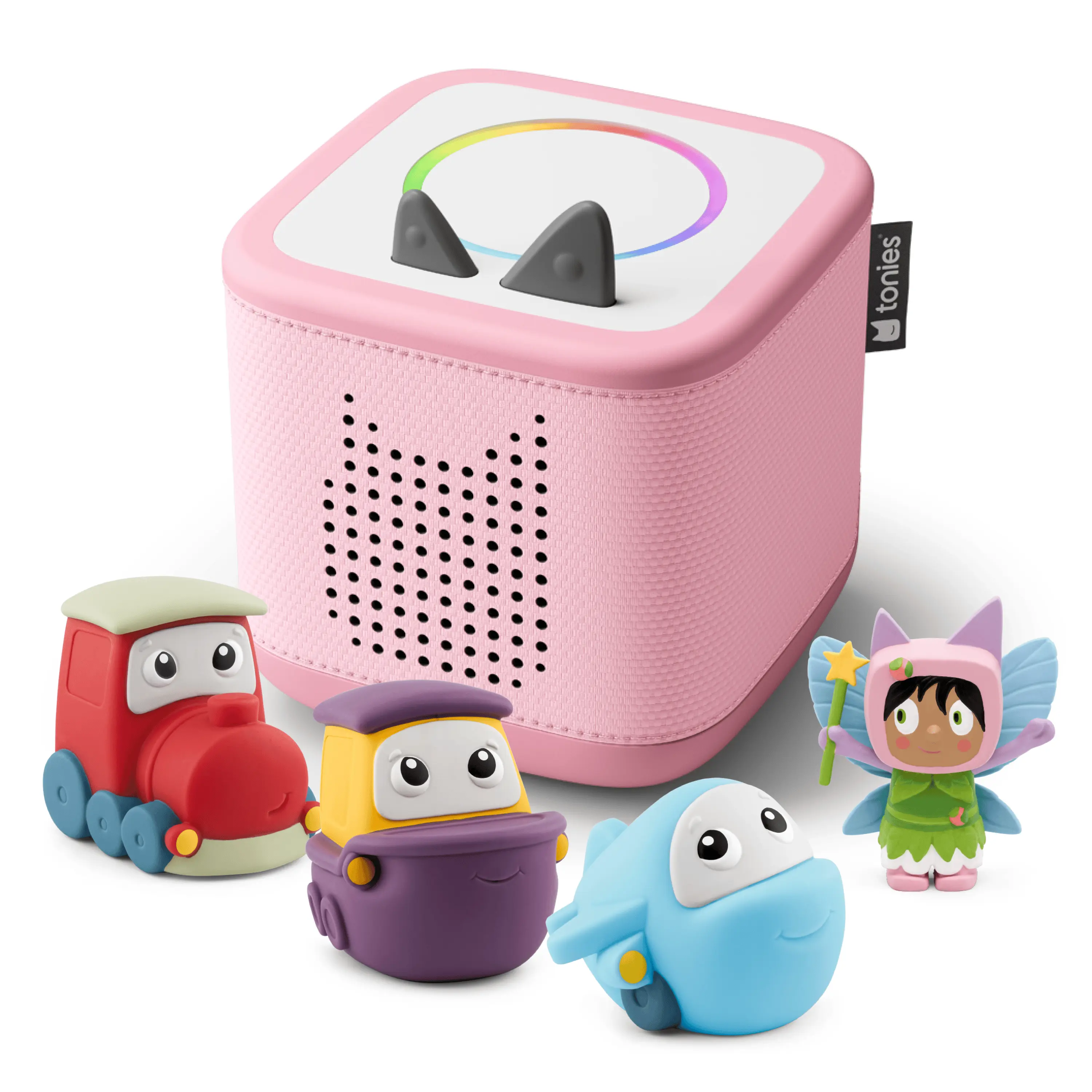 Cloud Pink Toniebox 2 - My First Tonie Bundle with Soft & Squishy Travel Set & Fairy Creative Tonie, For kids 1+
