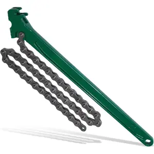 15 Inch Heavy Duty Chain Wrench for Semi Truck, Adjustable Ratcheting Oil Filter Spanner for Tool Pipe Fittings, Universal Drain, Sewer Cap, Shower Head Valve Removal