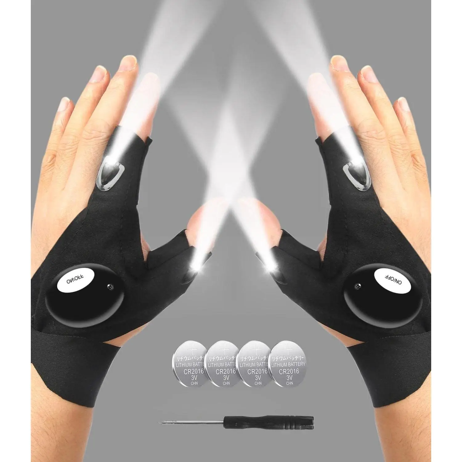 LED Flashlight Gloves for Men, Hands-Free Breathable Gadget with Adjustable Strap, Waterproof for Outdoor Hiking & Cycling - Cool Gifts for Dad, Mountain, Birthday, Husband, Christmas, Boyfriend, One Size