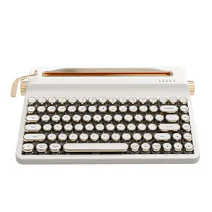 YUNZII QL75 Wireless Typewriter Hot Swap Retro Mechanical Keyboard, Punk Round Keycaps, RGB Backlit QMK/VIA Programmable, Multi-Device Keyboard with 2.4GHz/Type-C/BT5.0