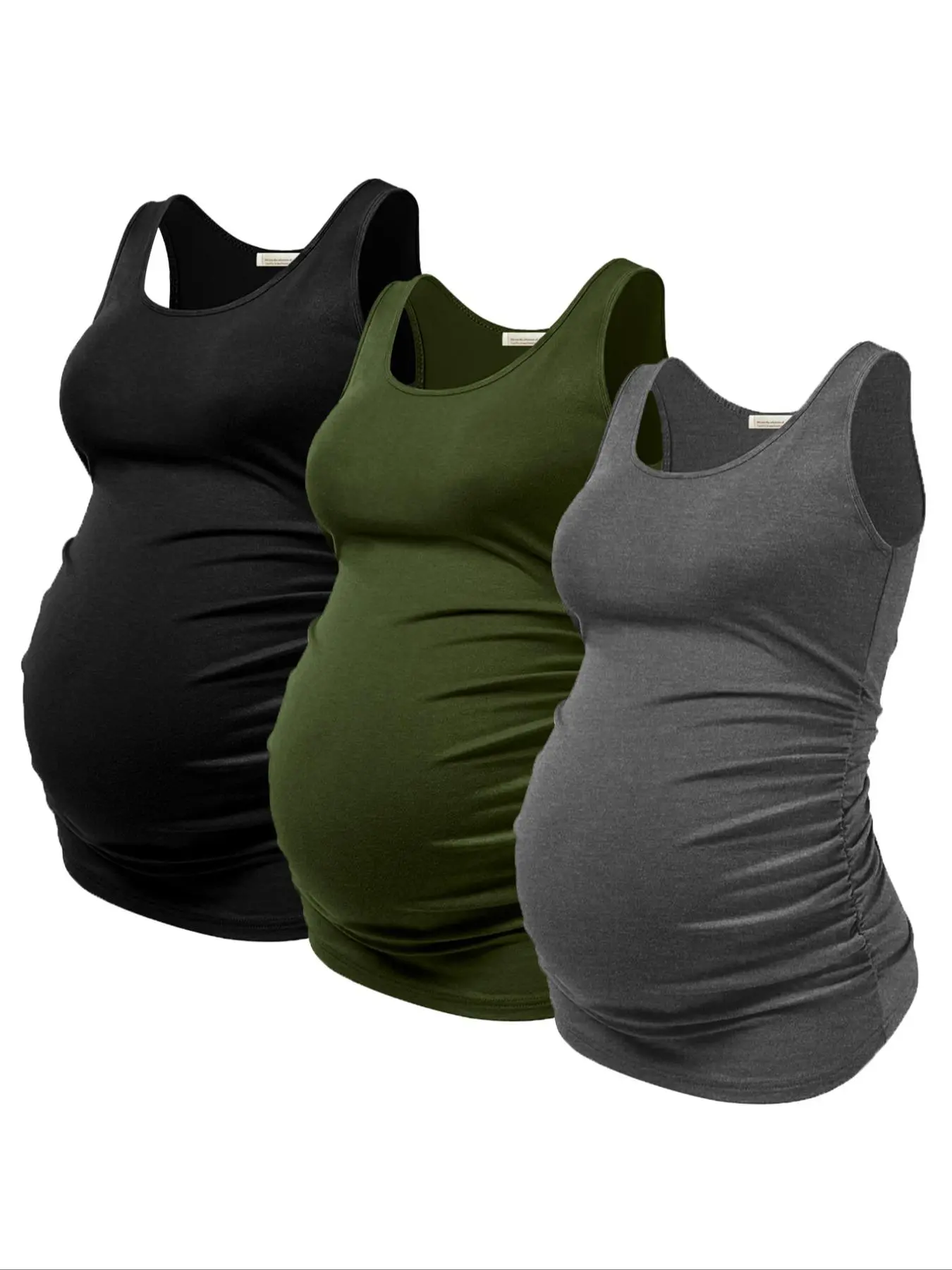 3-Pack Solid Color High Stretch Sleeveless Camisole, Casual Sports Pregnant Maternity Clothing Tops, Maternity Wear, Maternity Clothes