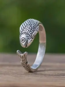 Vintage Fish Opening Adjustable Ring, Simple Design Unisex Jewelry for Daily Wear, Perfect Gift for Parties and Special Occasions, Vintage Rings, Statement Rings