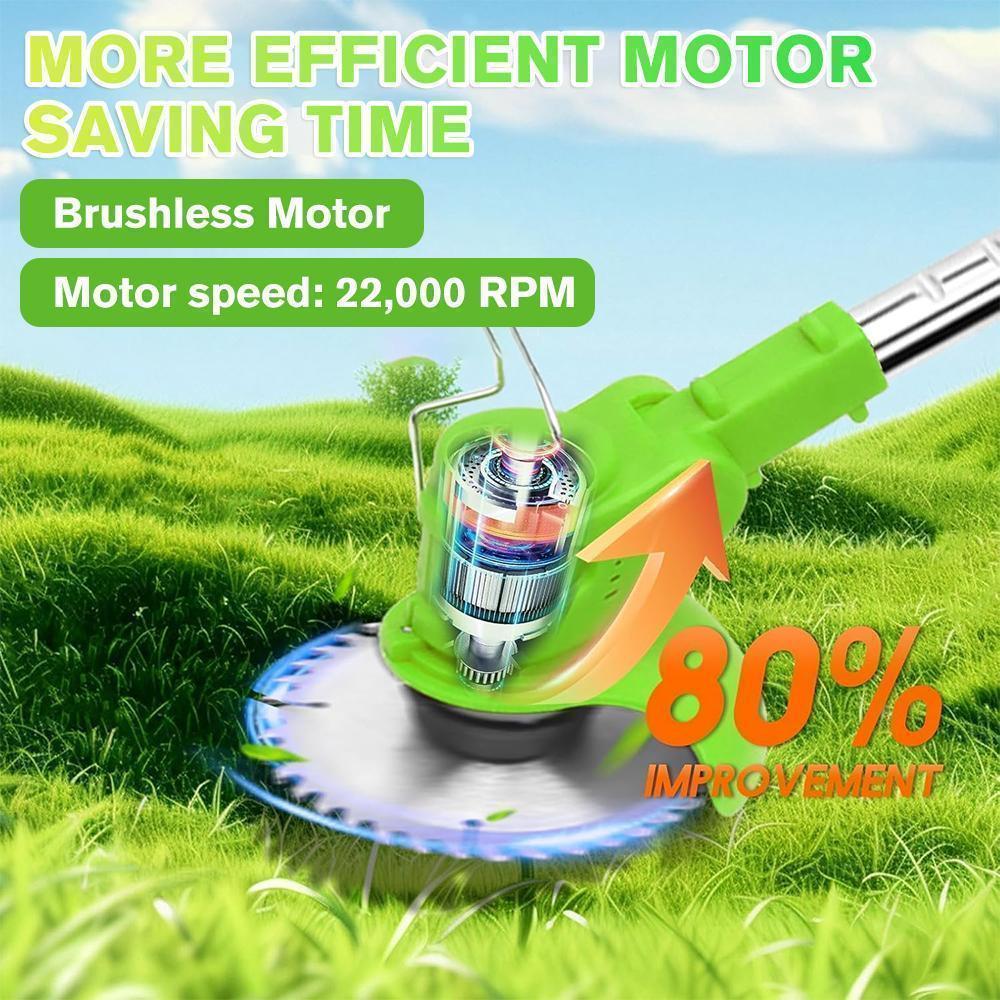 KEPEAK High-Efficiency Cordless Grass Trimmer - Battery-Powered Weed Eater & Brush Cutter Tool with 3 Blades, 68db Quiet Run, Portable, Lightweight Ergonomic Grass Trimmer Handle for Garden Yard Trimming, Ideal for Fathers