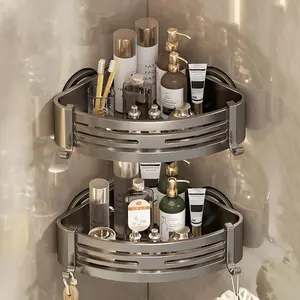 Corner Shower Suction Cup,Shower Shelves with,No Drilling Suction Organizers and,Removable Waterproof Rustproof Shower Accessories(Grey 2Pack)