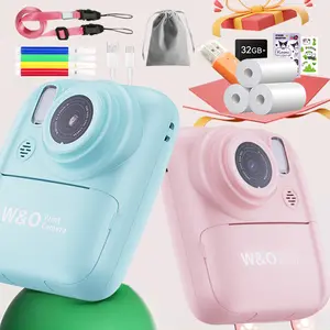 Instant Fun Camera for All Ages, 32GB Card, Portable Travel Camera, User-Friendly, 4x30fps, Micro SD, Ideal for Parties & Gatherings - Vintage Mini Pink Square polaroid camera