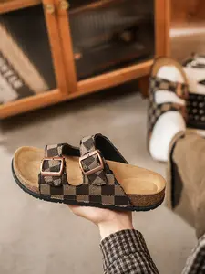 High-Quality Plush Slippers, Casual Slipper Shoes, Unisex One-Step Slip-On Slide Design, Arch Support, Bohemian Style, Breathable PVC Thick Sole Beach Shoes