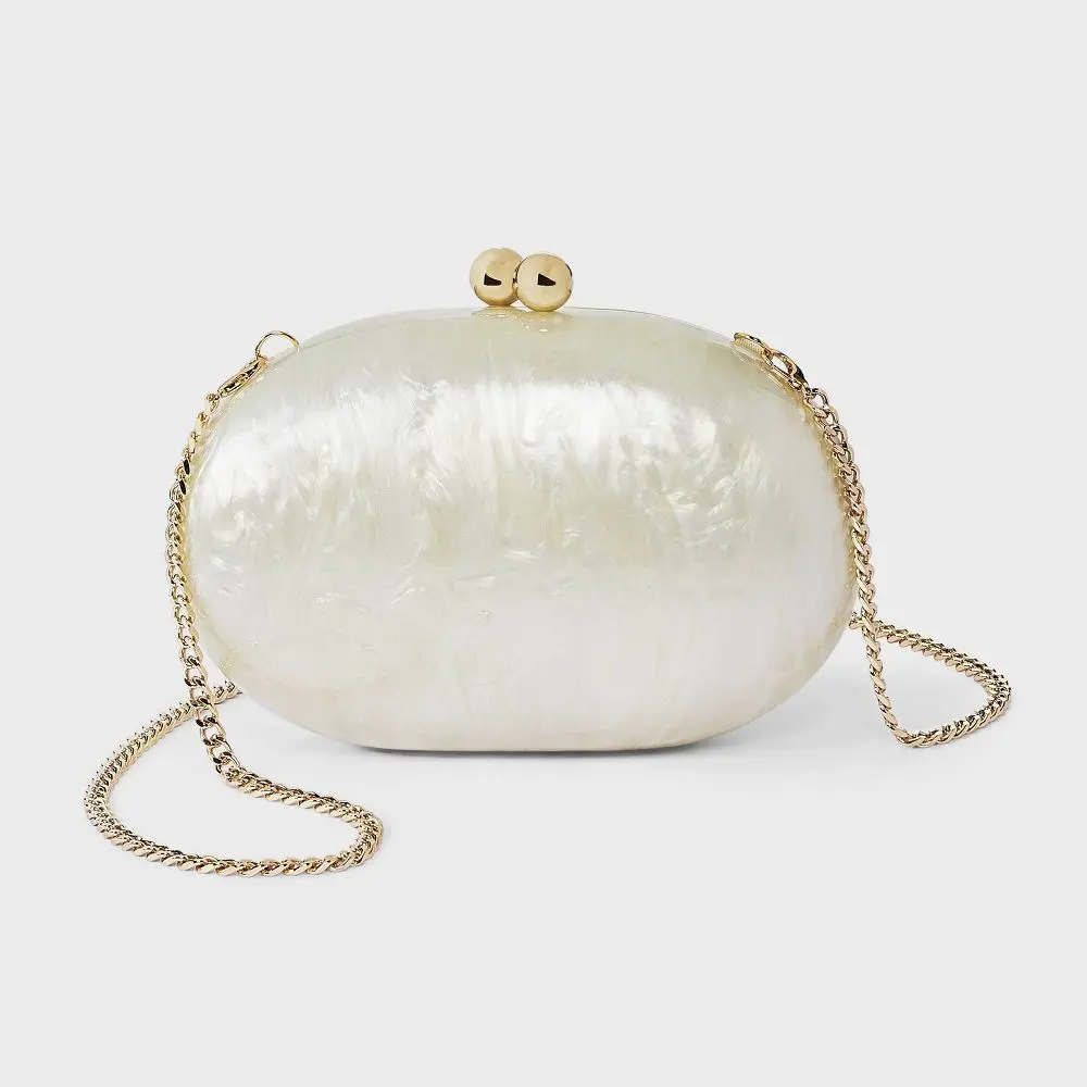 Acrylic Marbled Kiss Lock Minaudiere Clutch - A New Day