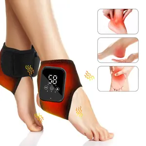 Heated Ankle Wrap with Vibration Massage – Cordless Electric Foot Massager Brace for Pain Relief, Swelling, Stiffness & Circulation – Rechargeable Heating Pad Support for Men & Women