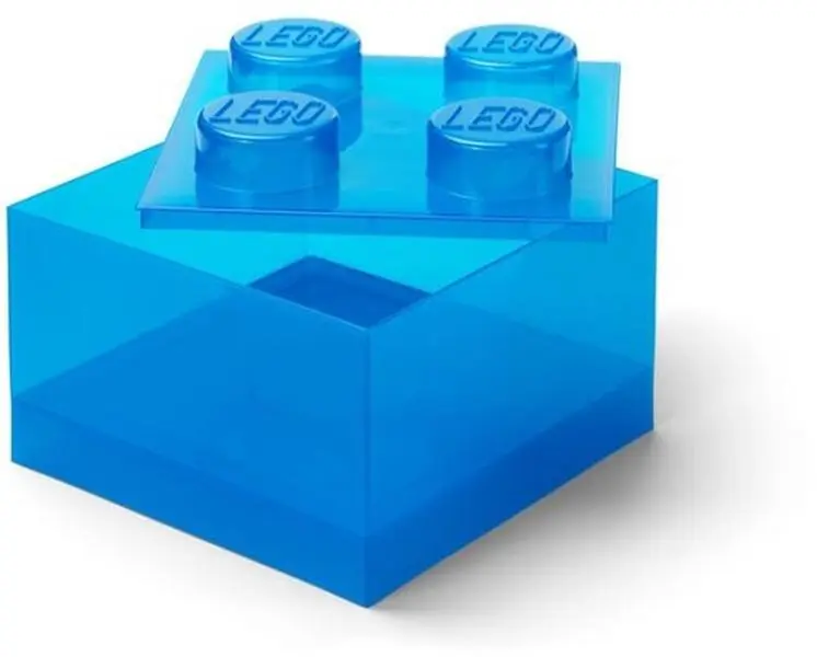 LEGO Stackable Storage Brick with 4 Knobs, Blue with a Top Lid Translucent  [COLLECTIBLES] Blue, Brick