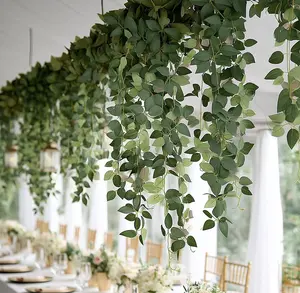 3 Pack Artificial Hanging Greenery Vines – Silk Rose Leaf Vines for Indoor Wall Decor, Garden & Wedding Backdrop - 40"