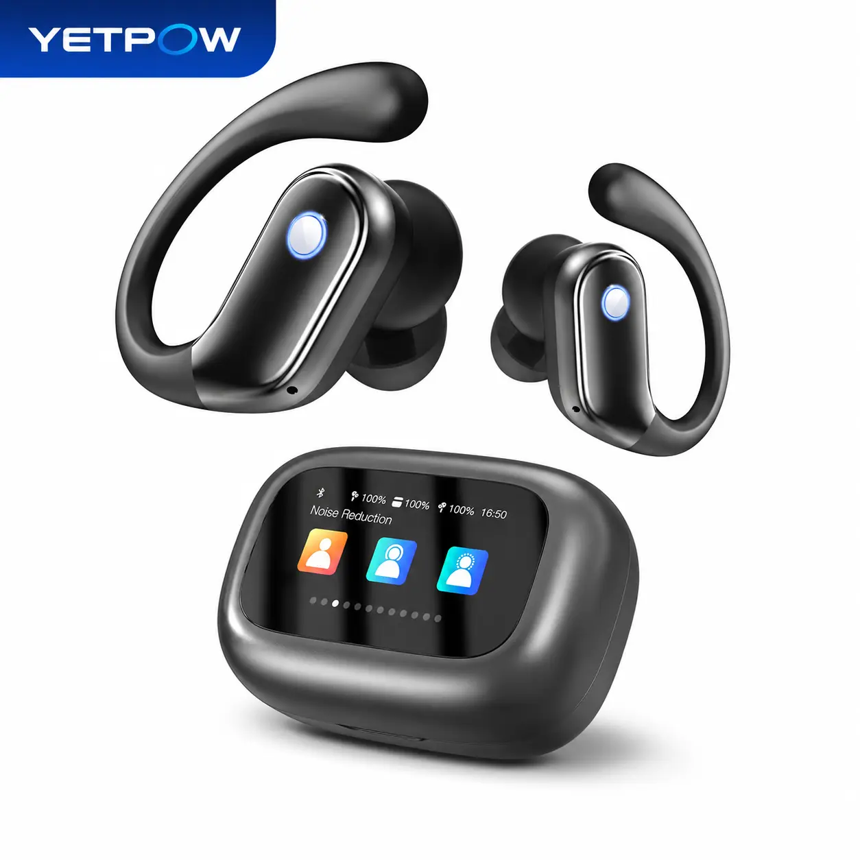 YETPOW TP01 Wireless Sports Earbuds - Bluetooth 5.4, 12 mm Dynamic Drivers, ENC Noise Cancellation, IPX7 Waterproof, Bass Stereo Audio, Chargeable Smart Case, In Ear Mobile Headphones for iOS & Android