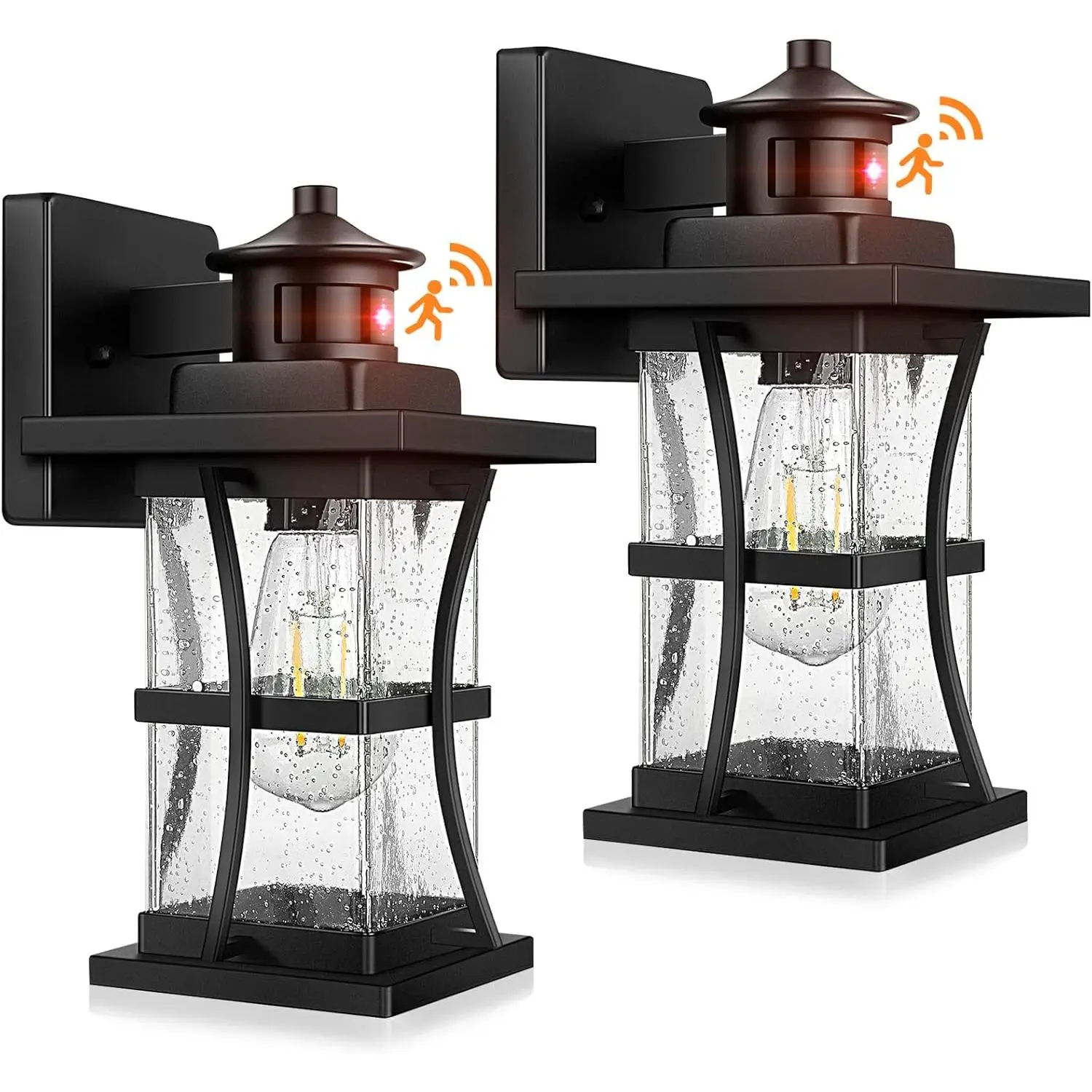 2 Packs Motion Sensor Outdoor Wall Lights - Upgrade  Porch Lighting, LED Exterior Lantern Fixture Wall Sconce,  Outside Light For House, Black Anti-Rust Lamp For Garage Doorway