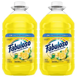 Fabuloso 169 oz. Lemon 2X Concentrated All Purpose Cleaner and Floor Cleaner (2-Pack), Multi-Purpose Surface Cleaner, Long-Lasting Lemon Scent, 2X More Uses, Uses 50% Less Plastic, For Floors, Kitchen, Bathroom, Dilute for Cleaning.