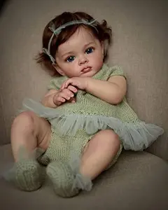 55cm Full Body Soft Vinyl Reborn Doll Baby 22 Inches Lifelike Princess Toddler Beibei Girl Cute Long Hair Standing Girl Birthday Gift For Children