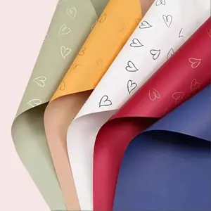 Flower Wrapping Paper 20 Sheets - Heart-Shaped Solid Colored Waterproof Paper for Bouquets, Gift Box Packaging & Florist Supplies, Decorative Design