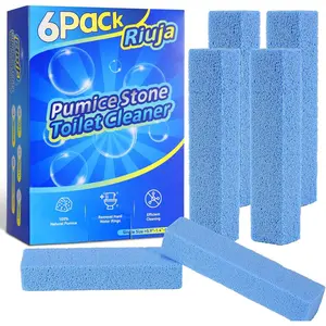 6 Pack Pumice Stone Toilet Bowl Cleaner, Pumice Stone for Cleaning, Powerfully Cleans Toilets, Bathtubs, Grills, Swimming Pools, Sinks (Blue)