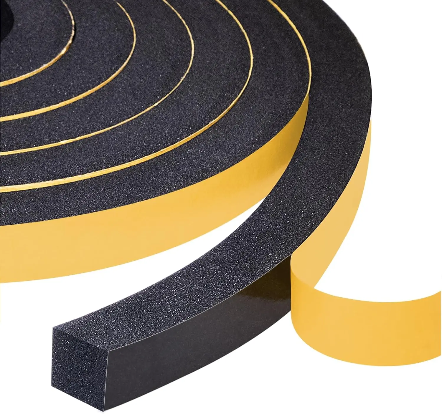 Self Adhesive  Gasket Tape 2 Rolls 1/2" W X 1/2" T ( Adhesive Craft) for Doors Soundproofing Weather Seal Strip Insulation, 13 Ft Length (2 X 6.5 Ft Each)