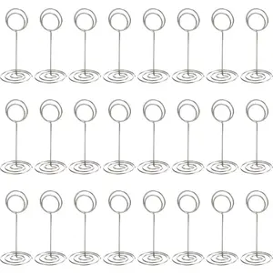 24Pack 3.35 inch Tall Table Number Holders Place Card Holder Table Picture Holder Wire Photo Holder Clips Picture Memo Note Photo Stand (Silver) - Home Improvement.