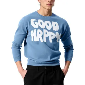Men’s Crewneck Symbol Sweater with Graphic – Soft Blend Knit, Warm Lightweight Pullover